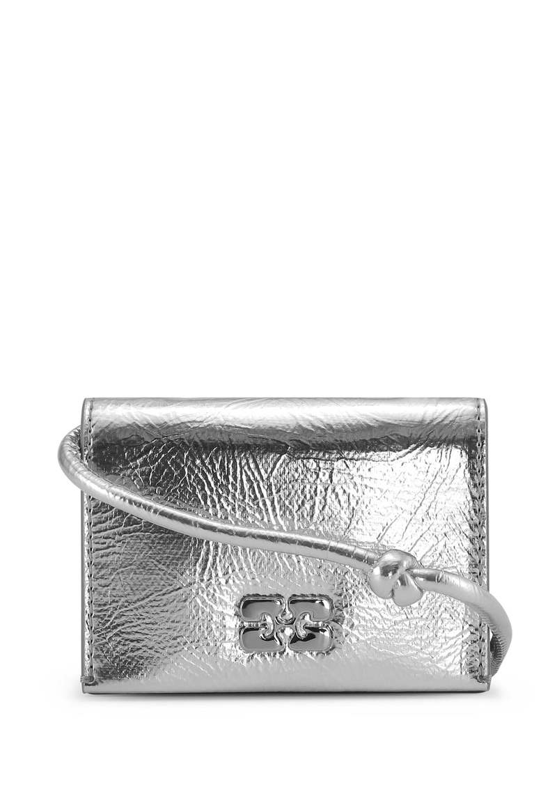 Ganni Metallic Bou On Strap Wallet - Silver | Garmentory