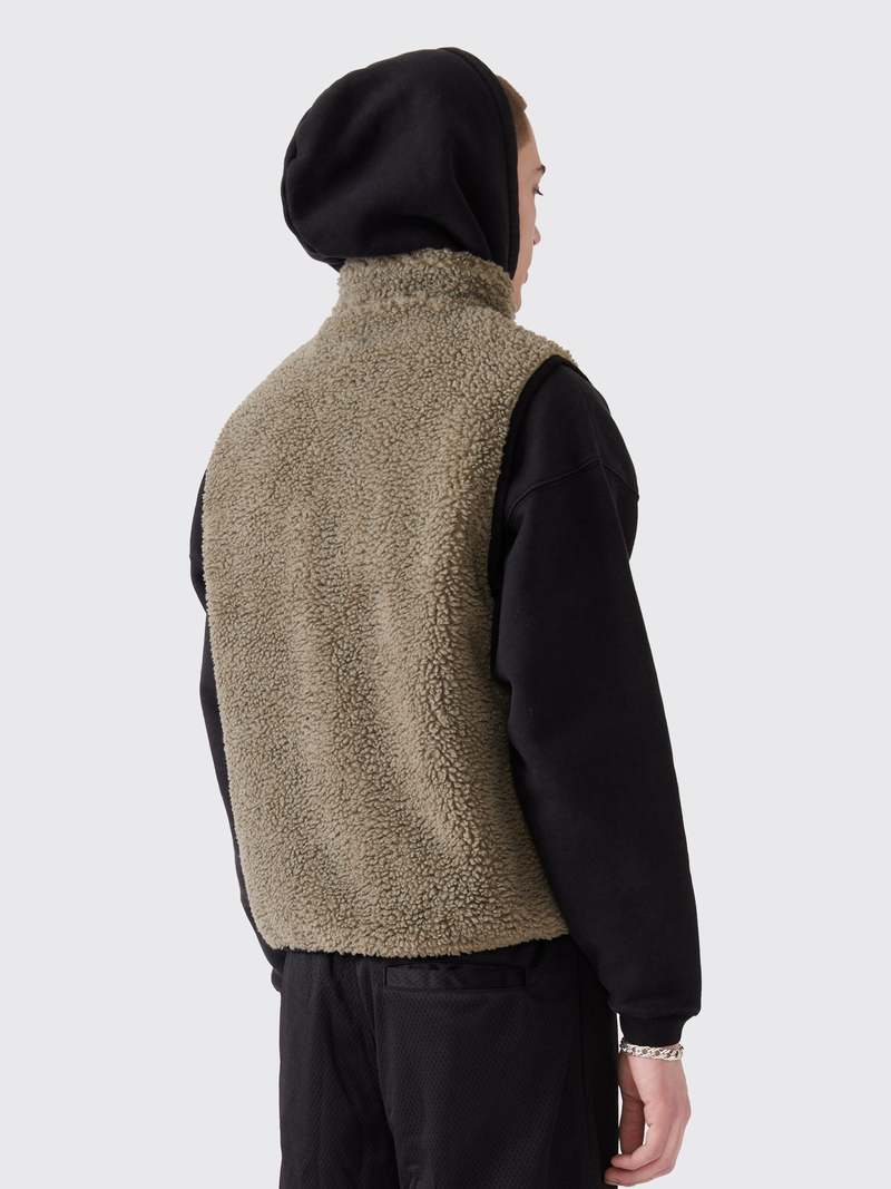 Stussy Sherpa Reversible Vest - Stone | Garmentory