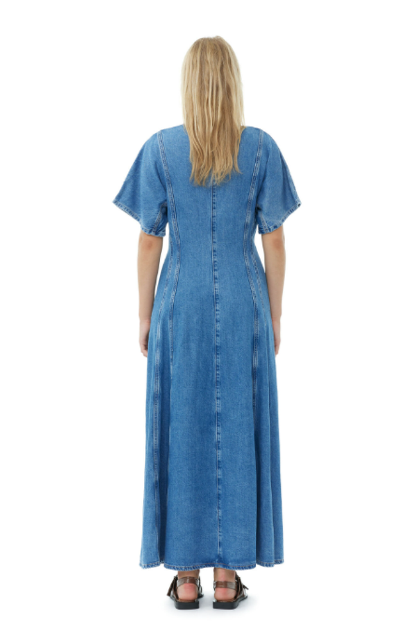 Ganni Future Denim Maxi Dress - Mid Blue Stone