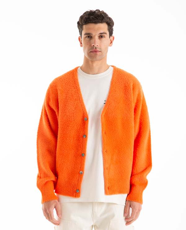Stussy Shaggy Cardigan - Red Orange | Garmentory