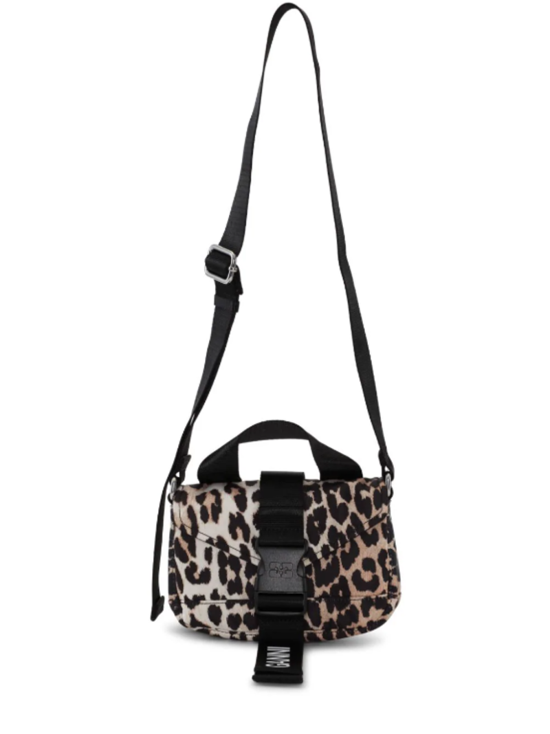 バッグ GAMNI RECYCLED TECH MINI SATCHEL LEOPARD Ganni Recycled Tech Mini Satchel - Leopard | Garmentory