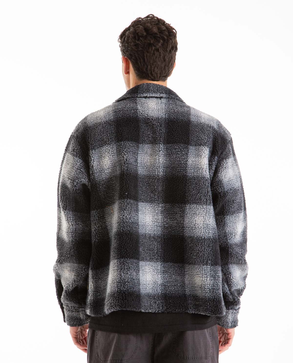 Stussy Zip Sherpa Shadow Plaid top - black | Garmentory