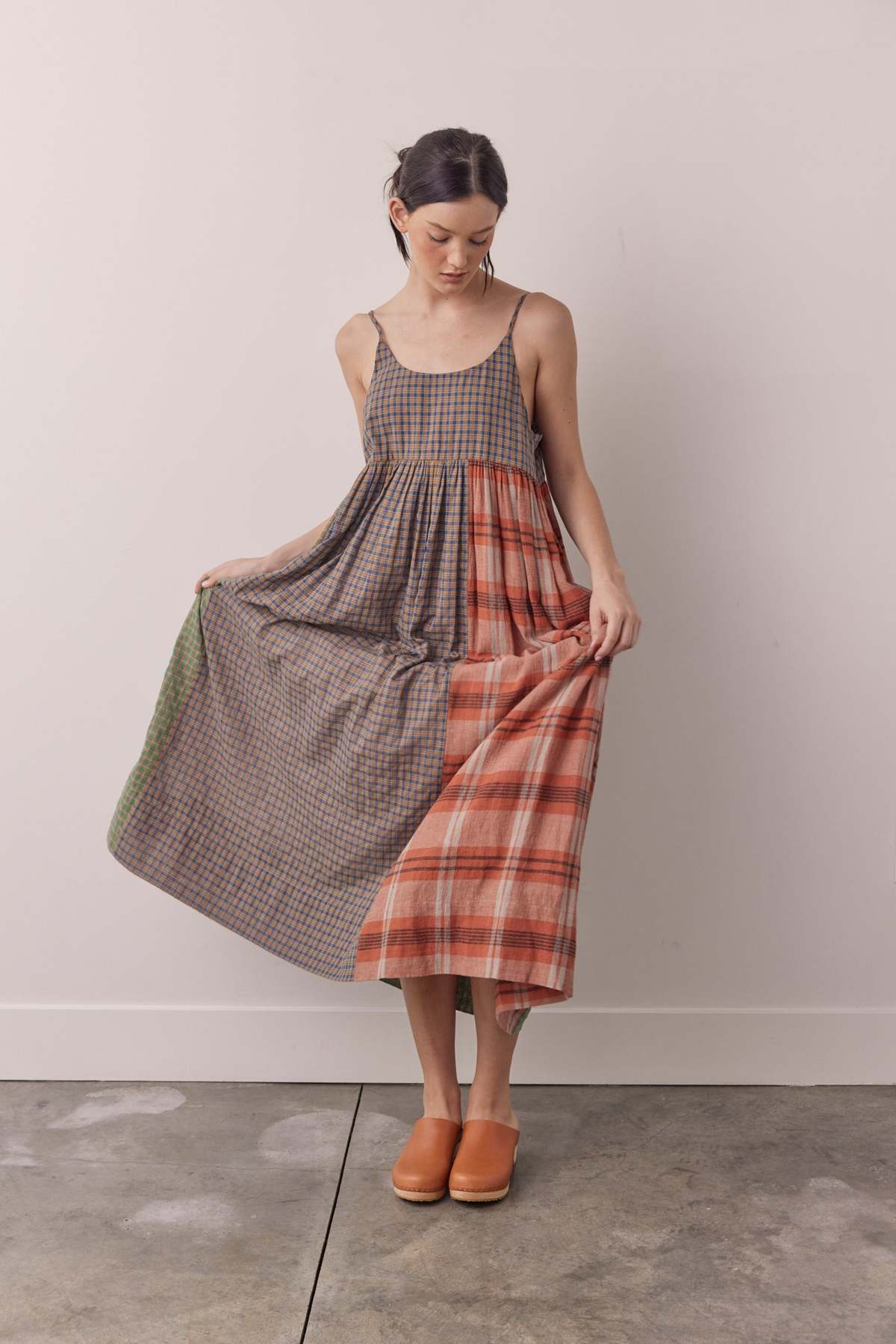 Contrast Stitch Cami Midi Dress