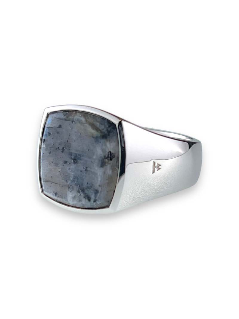 Tom Wood CUSHION LARVIKITE Ring - Silver | Garmentory