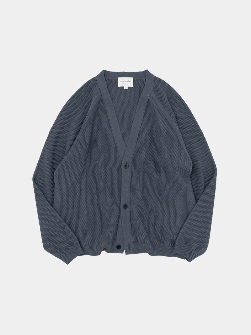 Still By Hand Crispy Cotton Cardigan - Slate Blue | Garmentory
