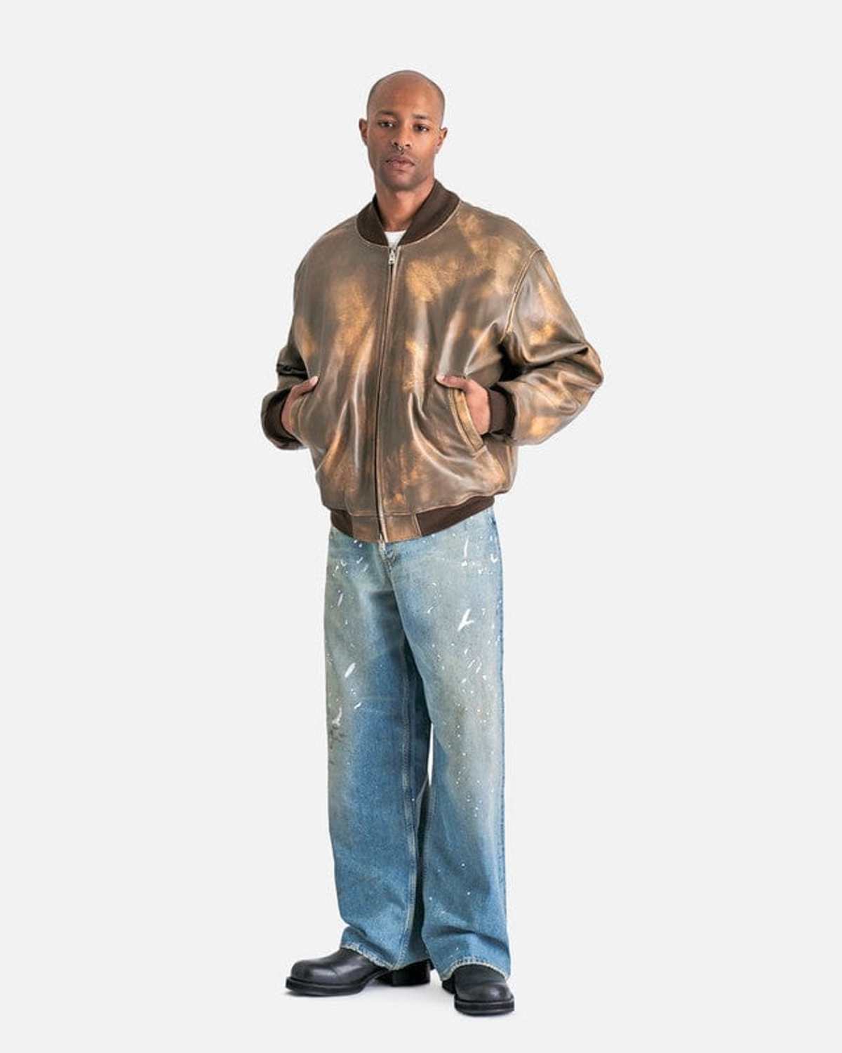 ジャケット・アウター acne studios leather bomber jacket brown Acne Studios - Leather bomber jacket - Cognac brown