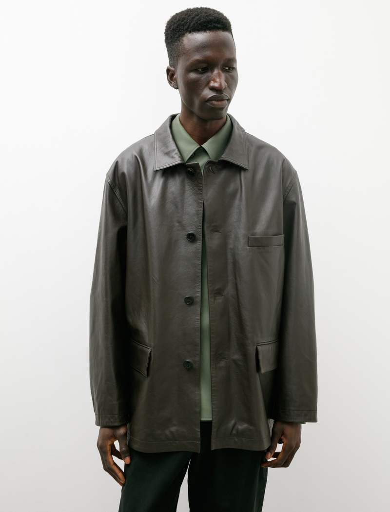 Lemaire Leather Relaxed Jacket - Dark Brown | Garmentory