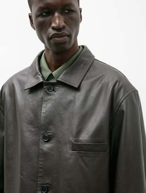 Lemaire Leather Relaxed Jacket - Dark Brown | Garmentory