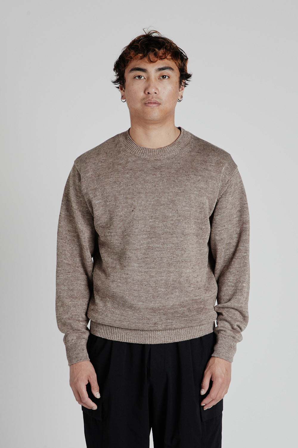Batoner Washed High Count Linen Crew Neck Natural