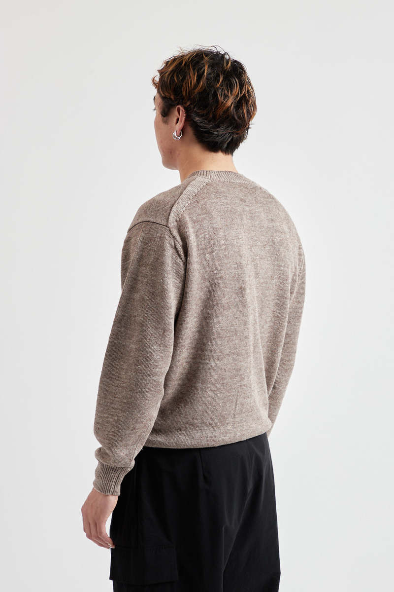Batoner Washed High Count Linen Crew Neck - Brown | Garmentory
