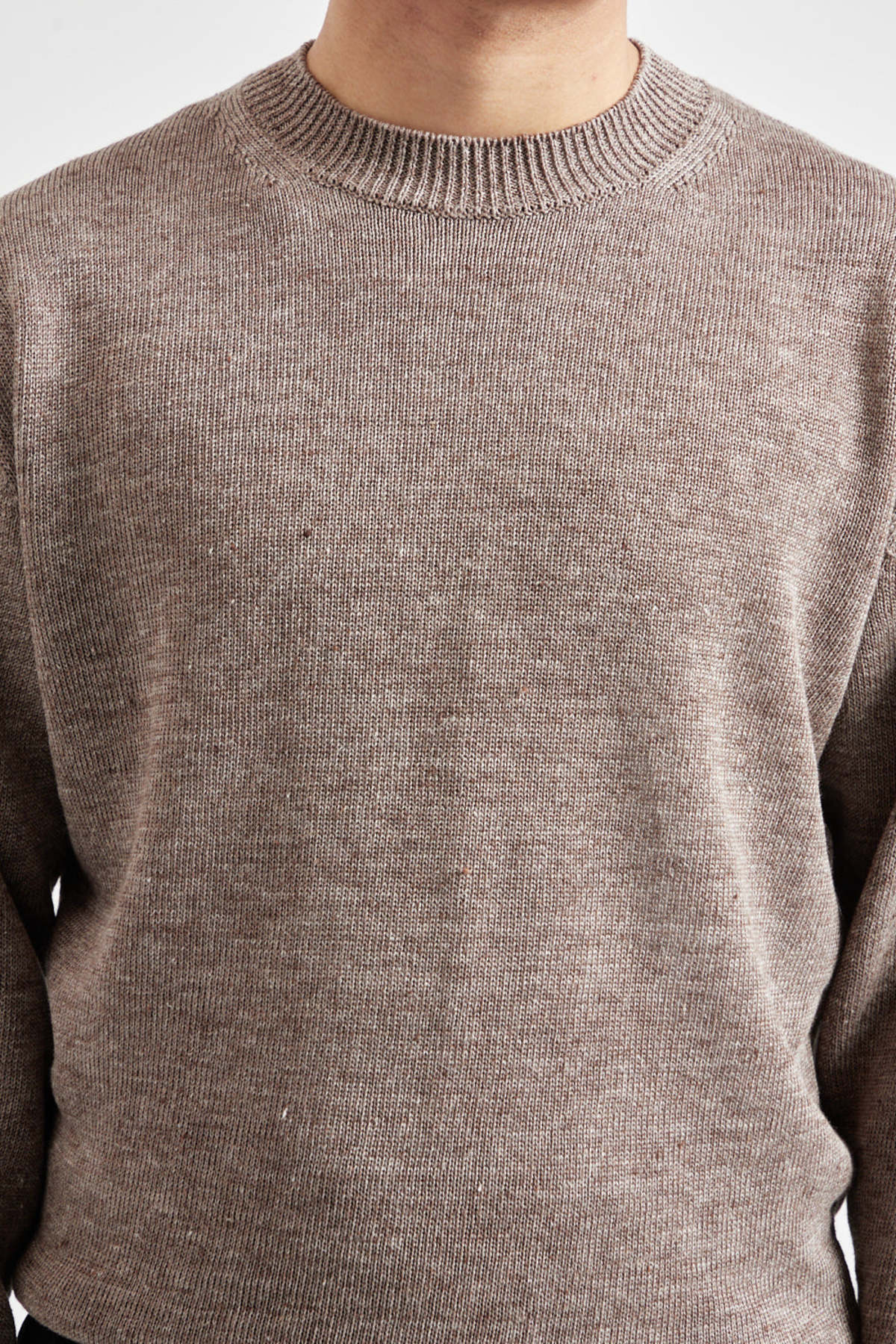 Batoner Washed High Count Linen Crew Neck - Brown | Garmentory