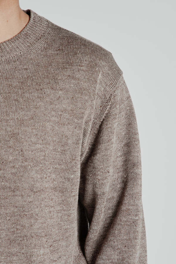 Batoner Washed High Count Linen Crew Neck - Brown | Garmentory