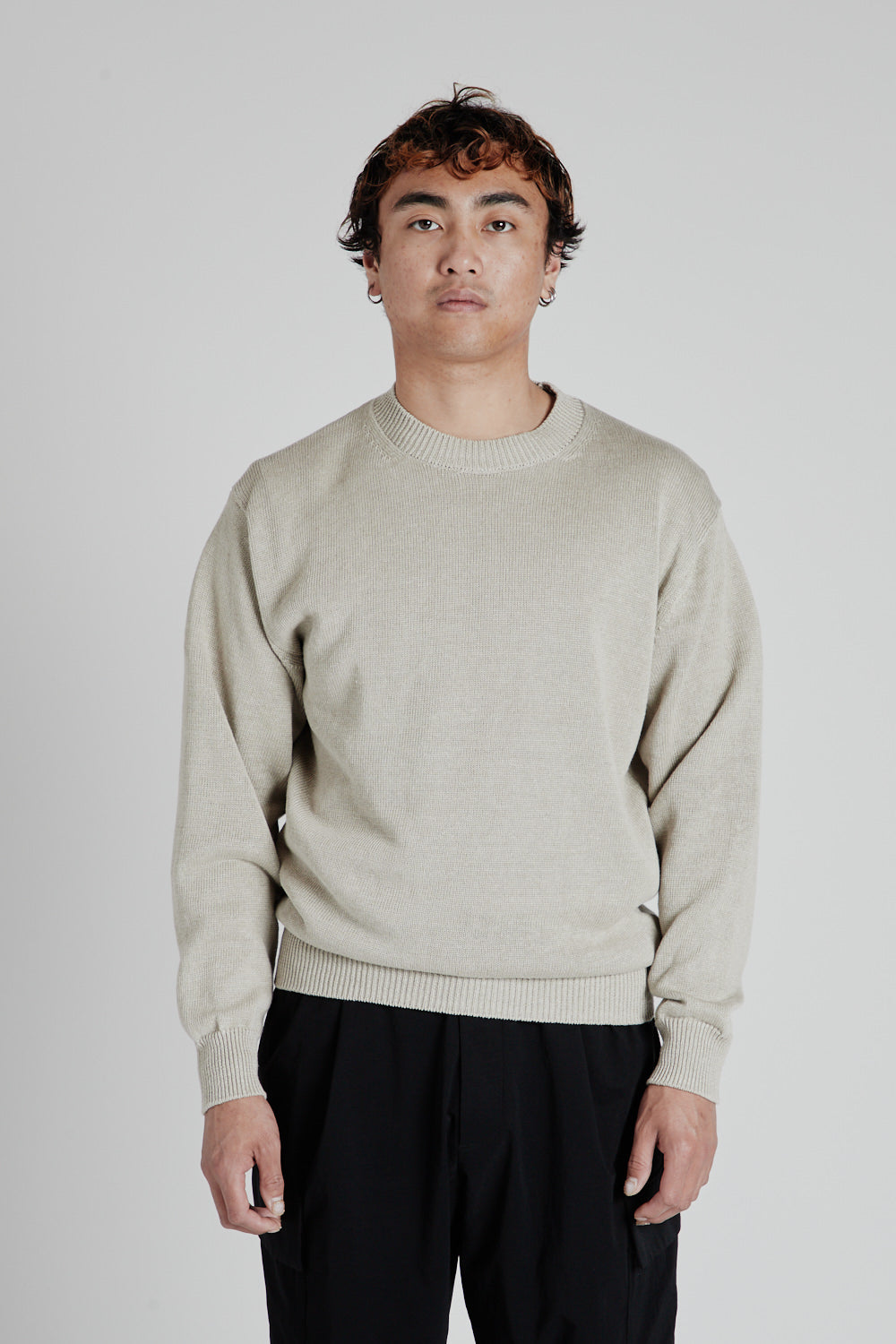Batoner Washed High Count Linen Crew Neck - Natural | Garmentory