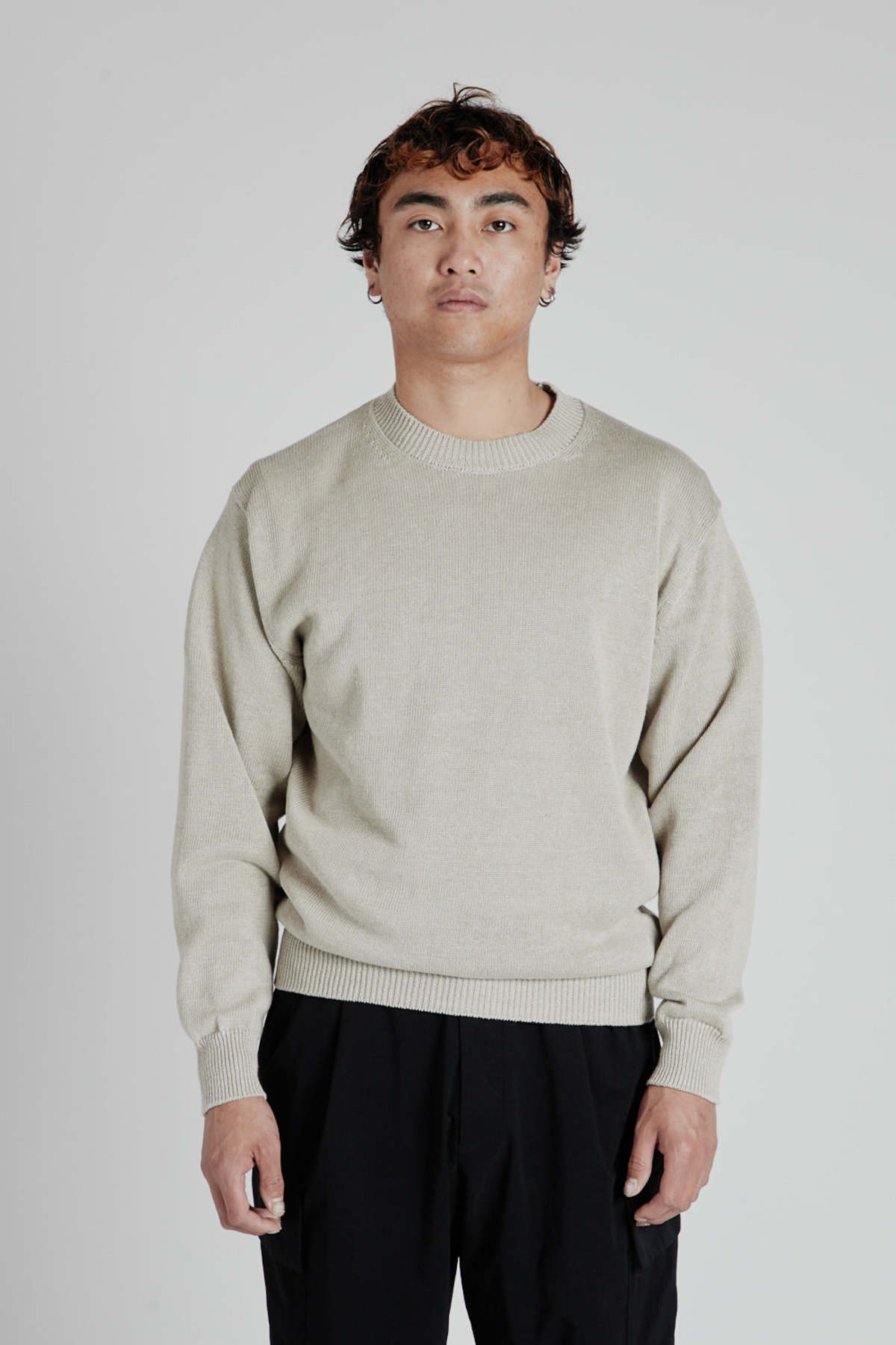 トップス batoner WASHED HIGH COUNT LINEN CREWNECK Batoner Washed High Count Linen Crew Neck - Natural | Garmentory