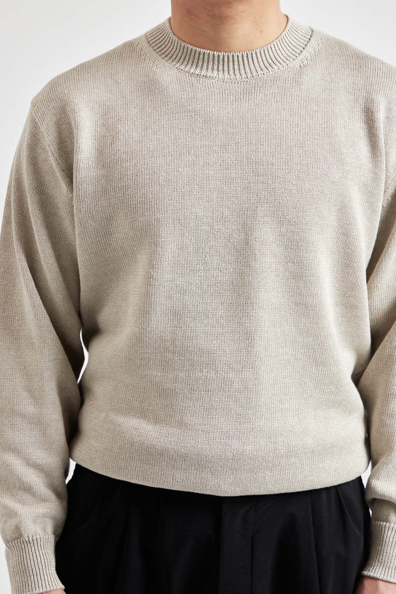 Batoner Washed High Count Linen Crew Neck - Natural | Garmentory
