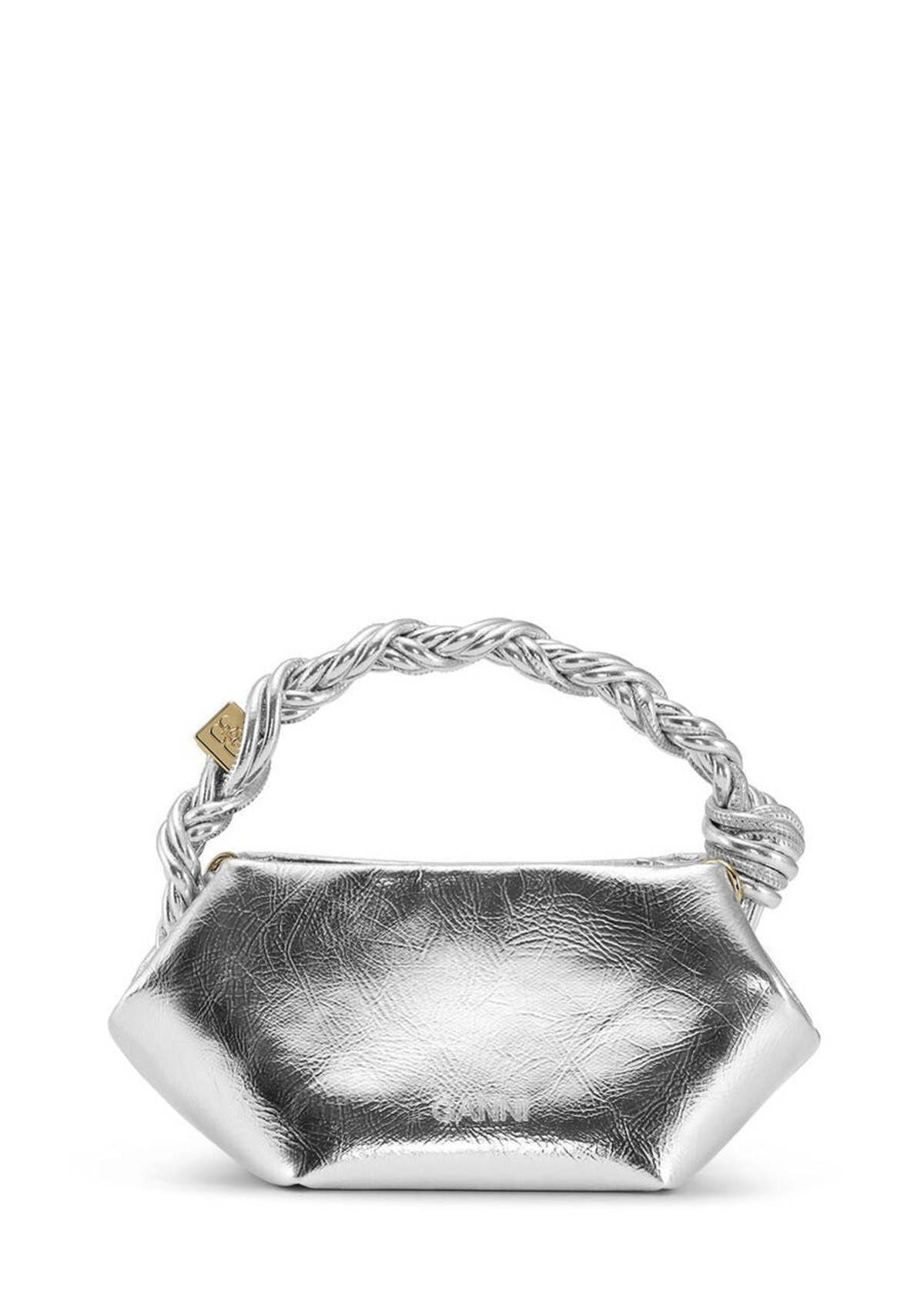トートバッグ Ganni Bou' Mini Bag In Silver Leather Blend Silver Silver Mini GANNI Bou Bag | GANNI US