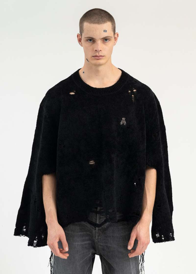Doublet Silk Velour Oversized Sweater - Black | Garmentory