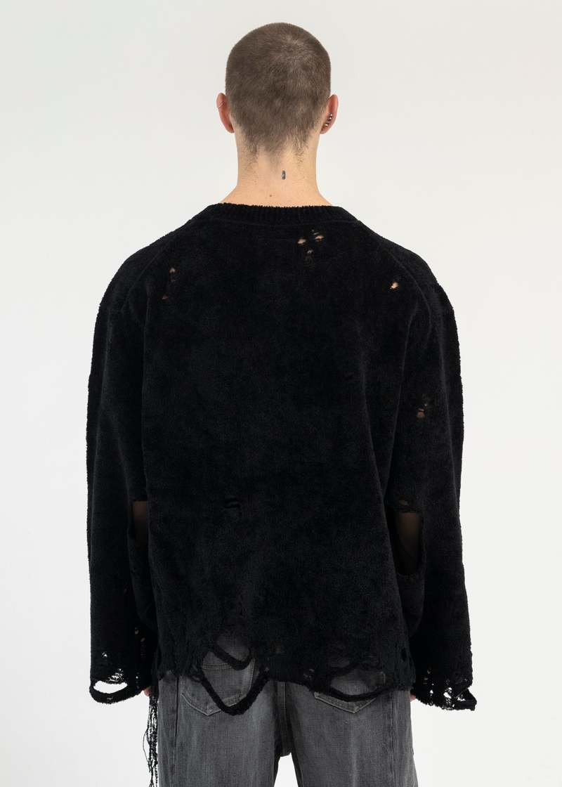Doublet Silk Velour Oversized Sweater - Black | Garmentory