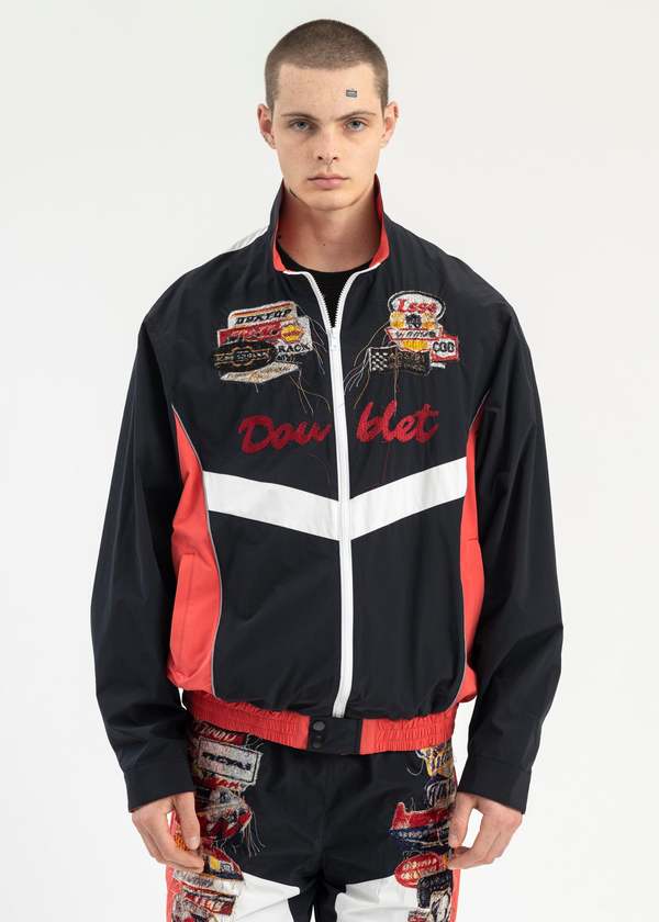 Doublet A.i. Patches Embridery Track Jacket - Black/Red | Garmentory