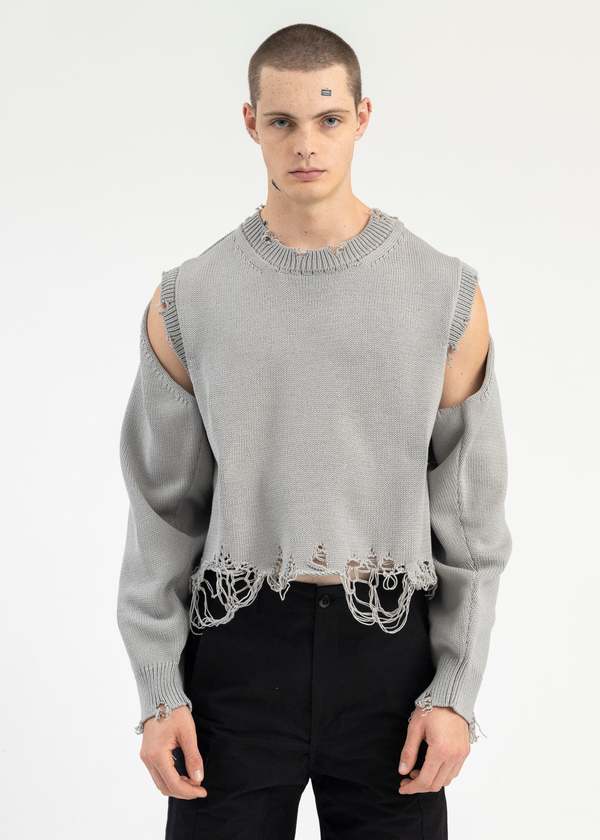 トップス draw Wool 2Way Tops gray Doublet 2way Sleeve Sweater - Grey | Garmentory