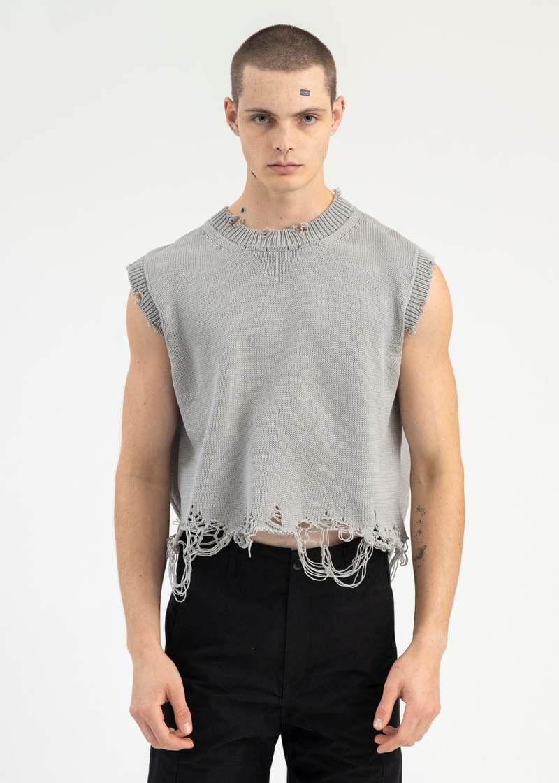 トップス doublet 2WAY SLEEVE SWEATER Doublet 2way Sleeve Sweater - Grey | Garmentory