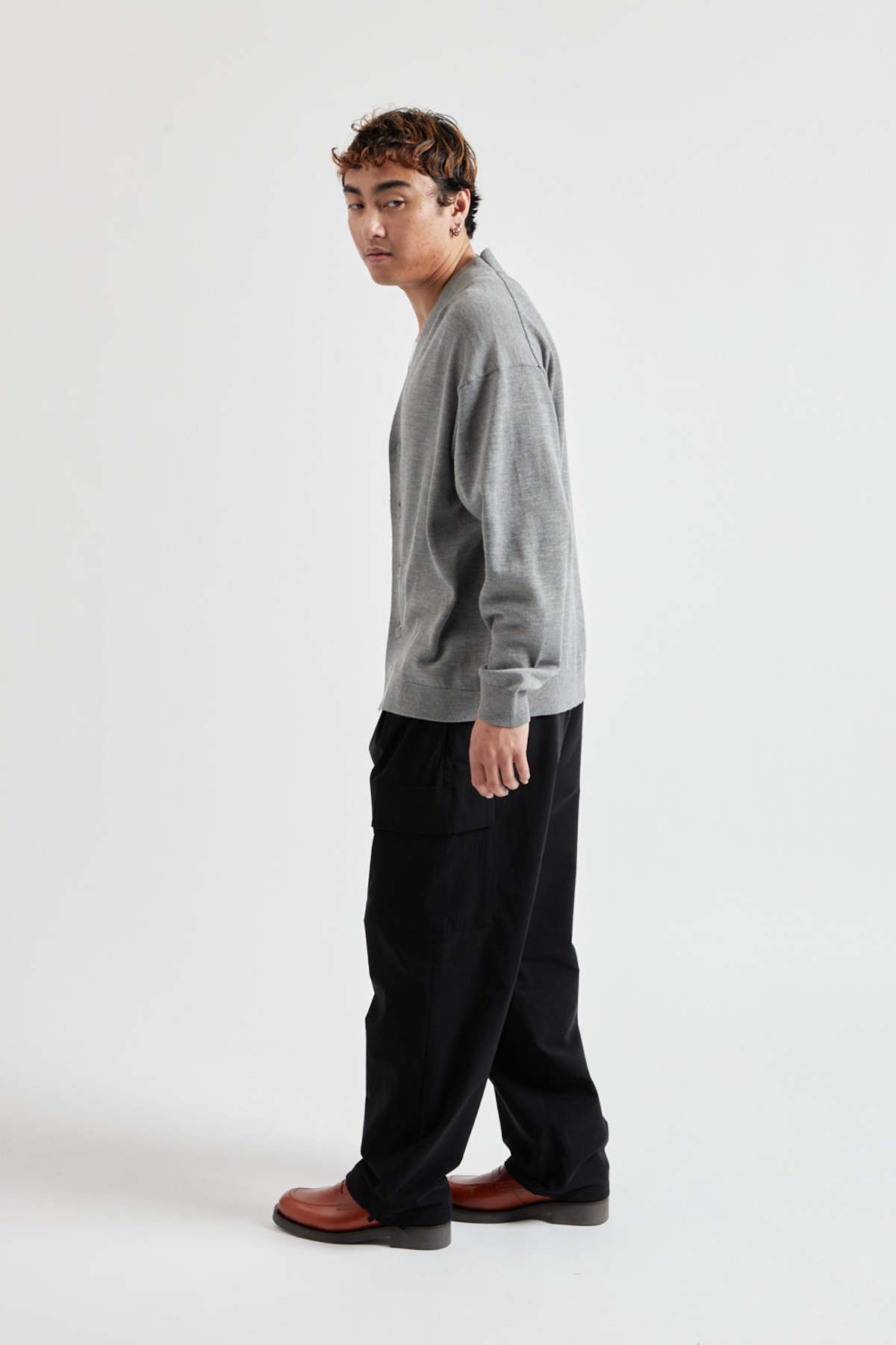 Aton Wool Washi Oversized Cardigan - Gray | Garmentory