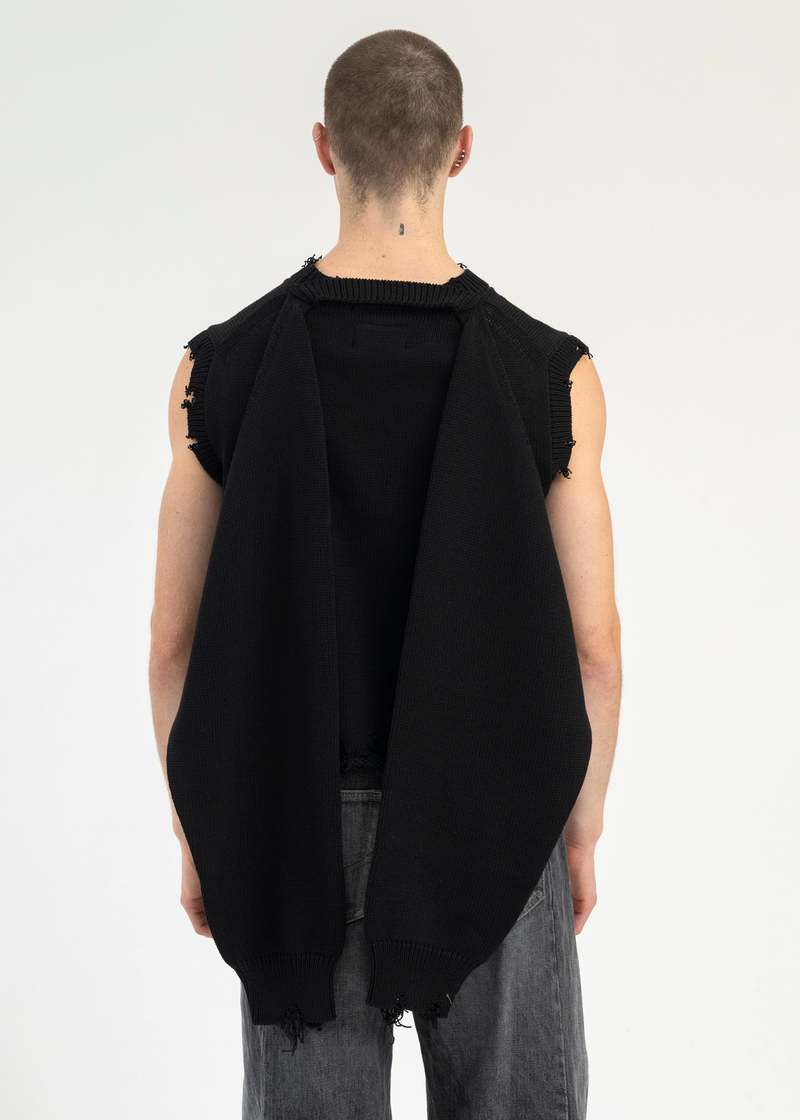 Doublet 2WAY SLEEVE SWEATER - BLACK | Garmentory