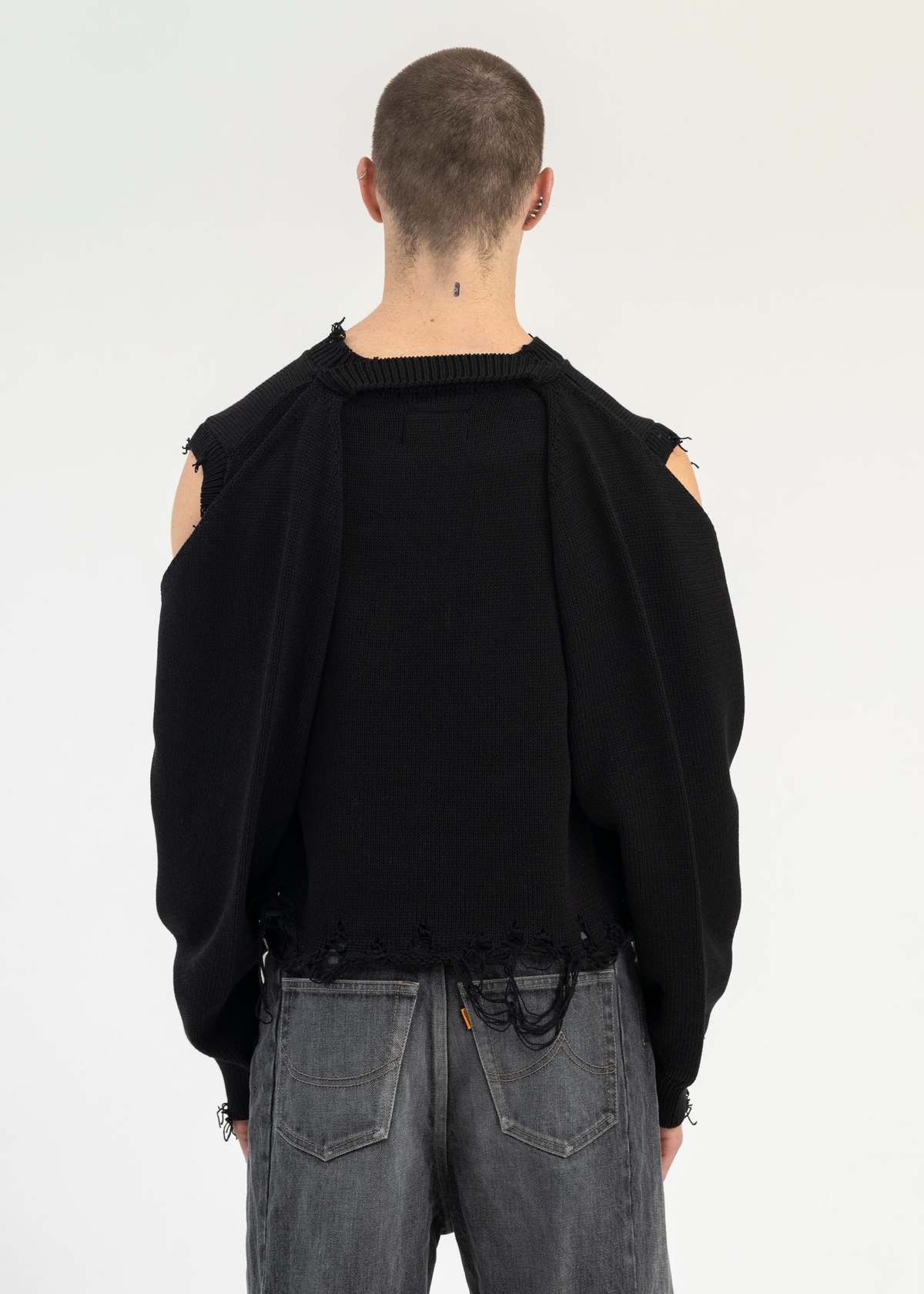 トップス doublet 2WAY SLEEVE SWEATER Doublet 2WAY SLEEVE SWEATER - BLACK | Garmentory