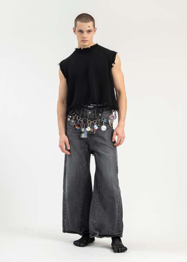 トップス doublet 2WAY SLEEVE SWEATER Doublet 2way Sleeve Sweater - Grey | Garmentory