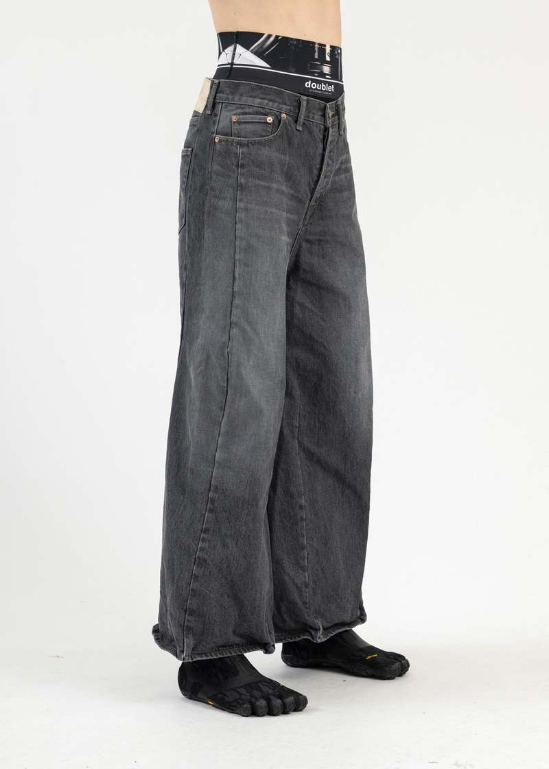 doublet ×1.5 RESIZED DENIM PANTS BLACK S Doublet ROBOT LEGS DENIM PANTS - BLACK | Garmentory