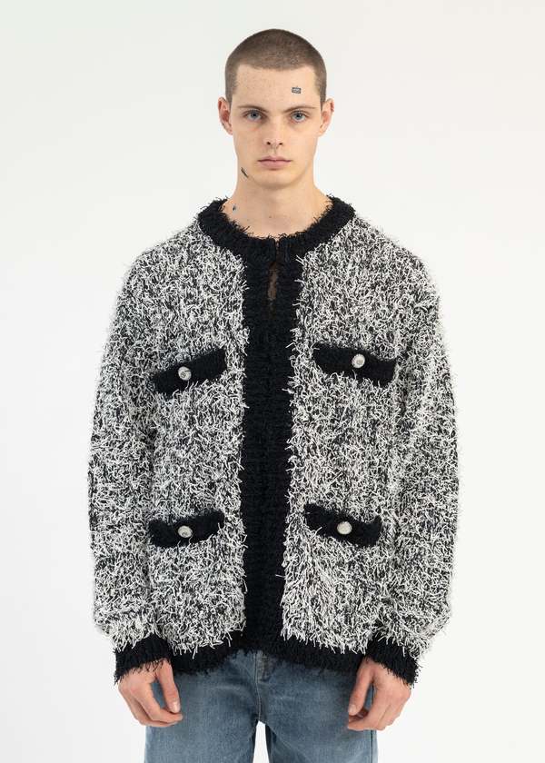 トップス doublet MOHAIR TWEED KNIT CARDIGAN Doublet BLACK TWEED KNIT CARDIGAN - Multi | Garmentory