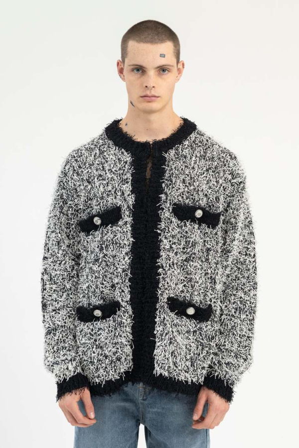 Doublet BLACK TWEED KNIT CARDIGAN - Multi