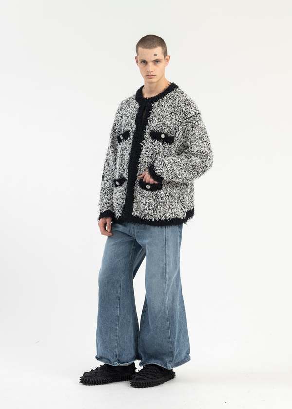 Doublet BLACK TWEED KNIT CARDIGAN - Multi | Garmentory
