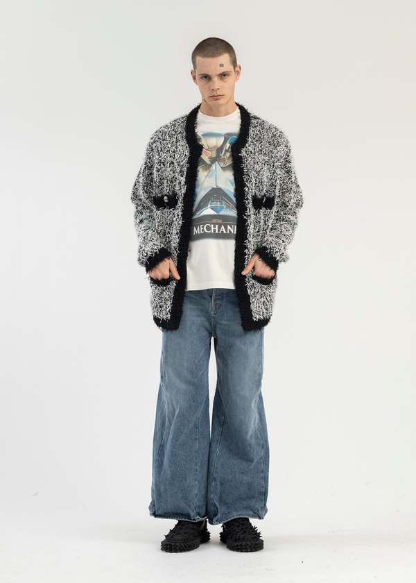 Doublet BLACK TWEED KNIT CARDIGAN - Multi | Garmentory