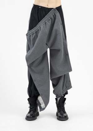 Y/project Nylon Snap Off Denim Track Pants - Dark Grey Melange