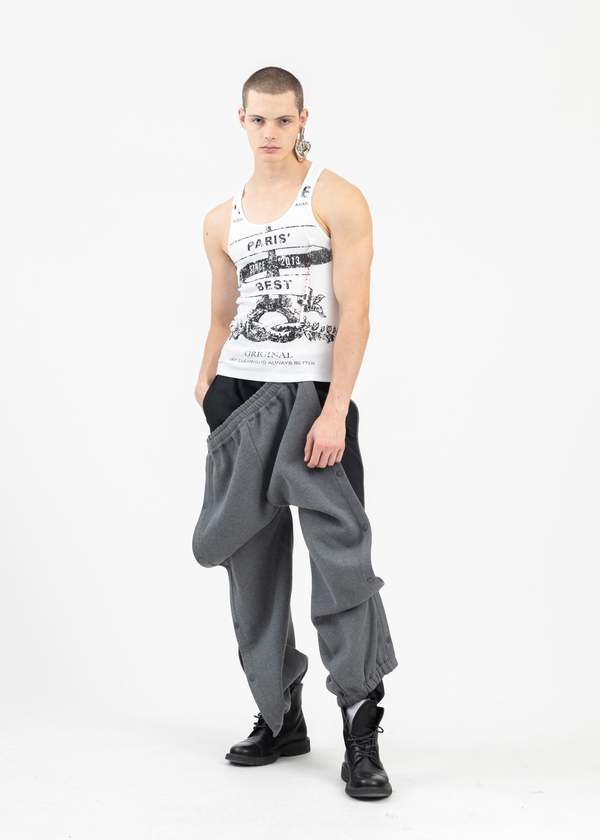 Y/project Nylon Snap Off Denim Track Pants - Dark Grey Melange