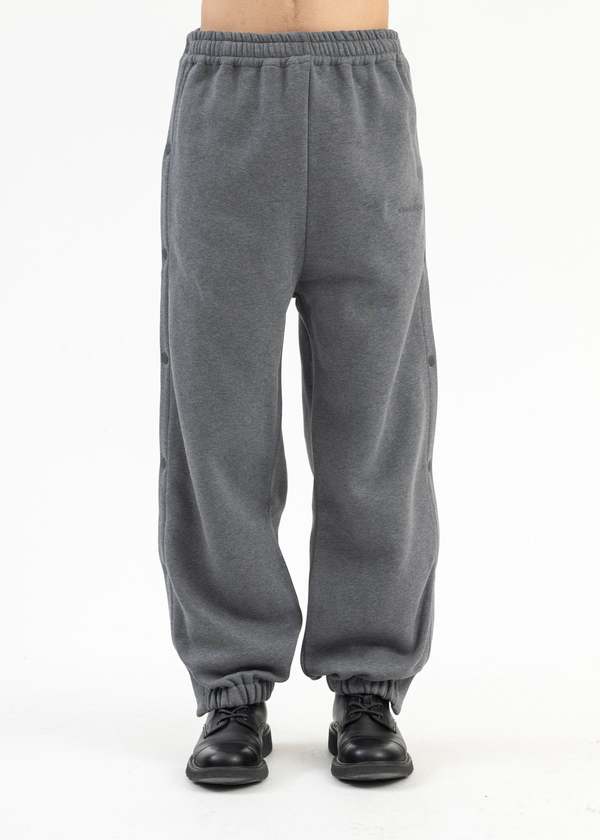Y/project Nylon Snap Off Denim Track Pants - Dark Grey Melange