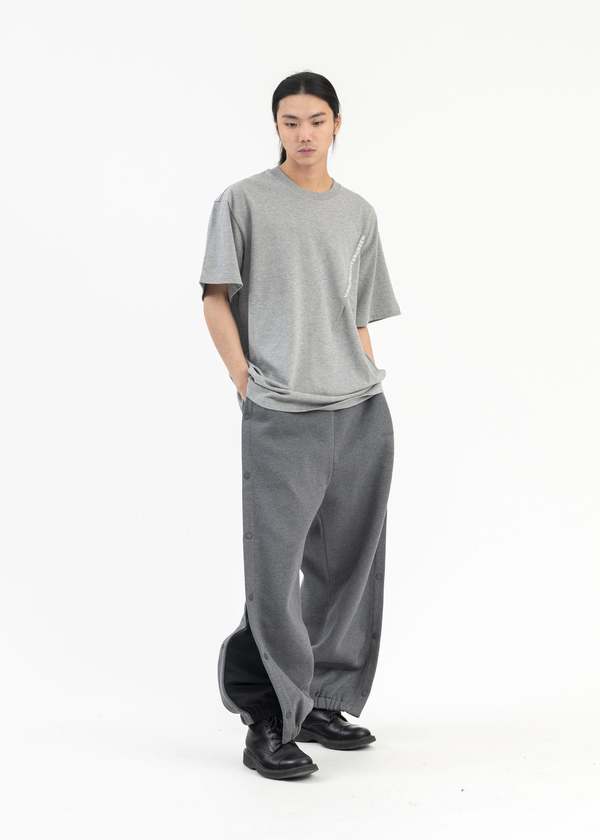 パンツ Y/Project SNAP OFF DENIM TRACK PANTS Y/project Nylon Snap Off Denim Track Pants - Dark Grey Melange