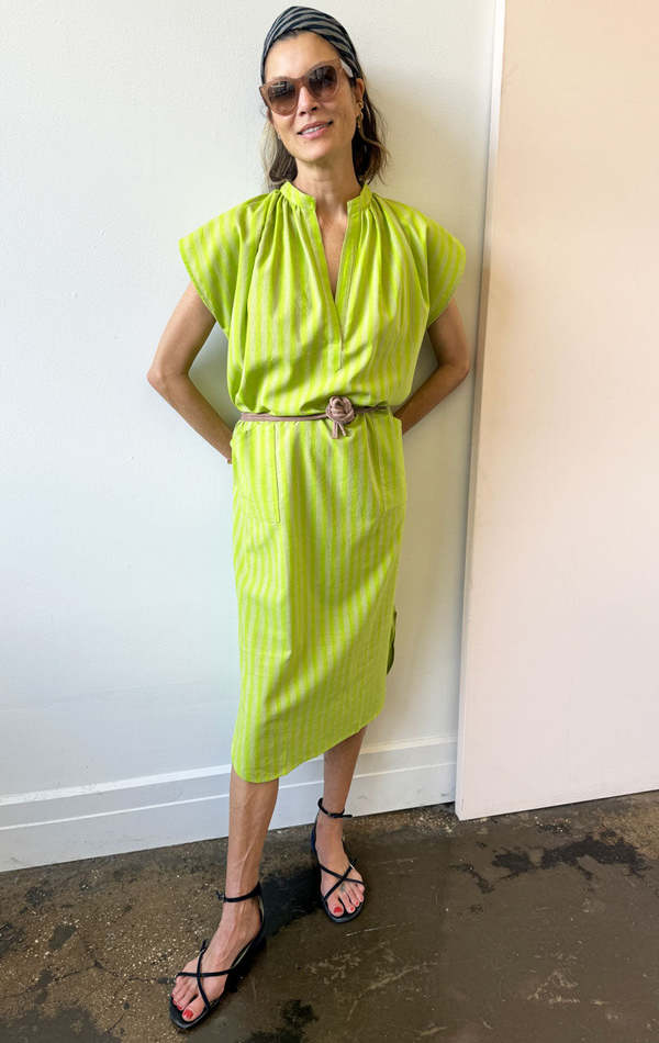 Two Slim Dress - Lime Stripe | Garmentory Two Slim Dress - Lime Stripe | Garmentory