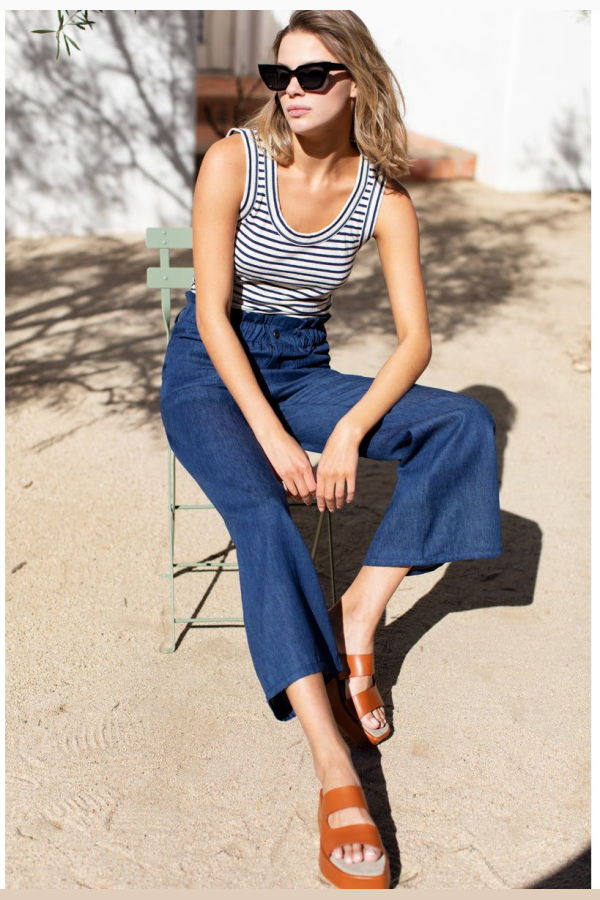 Emerson Fry Zip Front Tulip Crop Flare 2 - Indigo