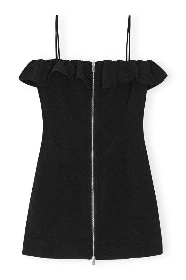 Ganni Bonded Crepe Strap Mini Dress - Black | Garmentory