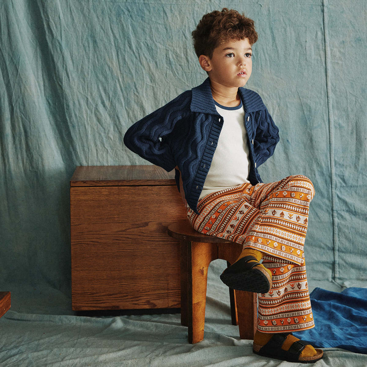 Kids Misha & Puff Child Camp Pants - Dacha Stripe Orange | Garmentory