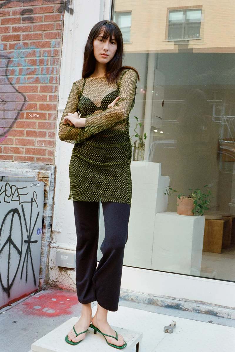 Wray Longsleeve Mesh Dress - Green | Garmentory