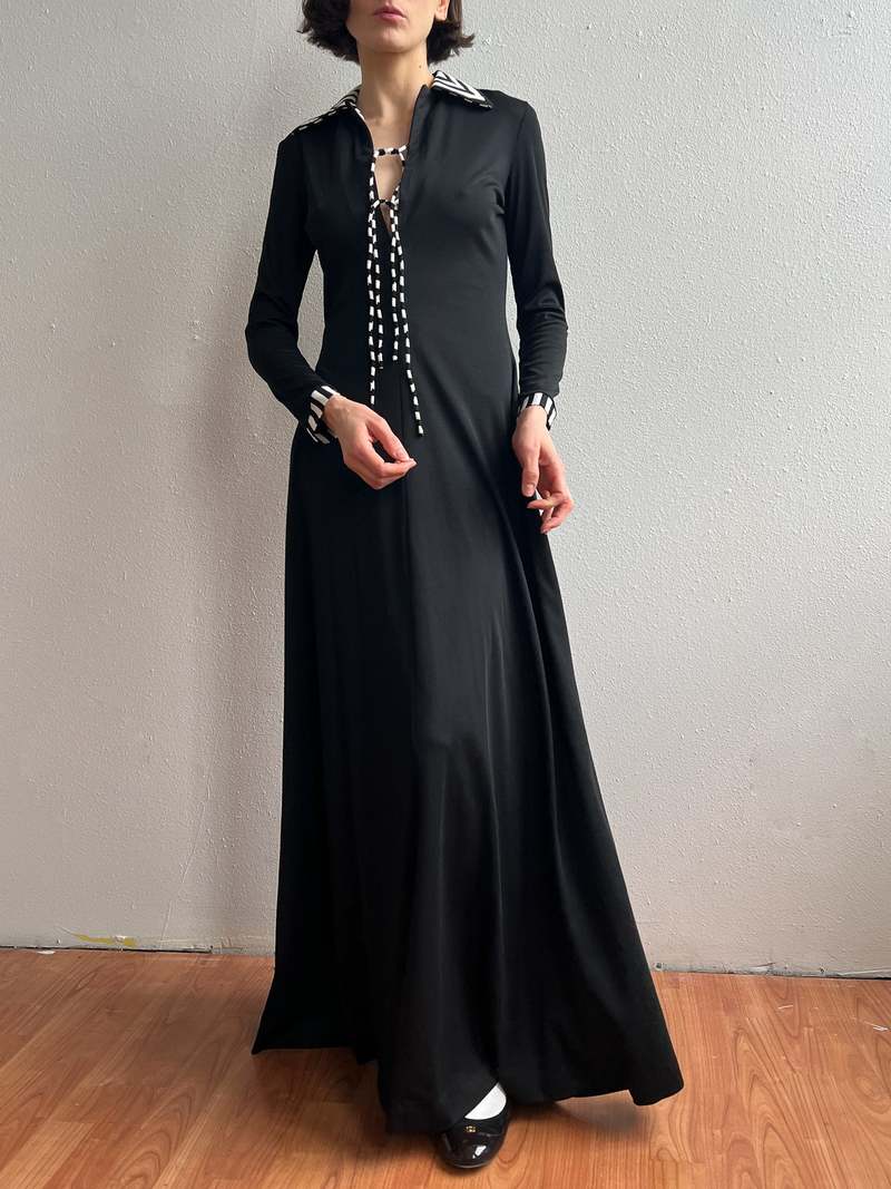 70s black and white dress 70s Black Sequined Shirtwaist Party Dress – Better Dresses Vintage