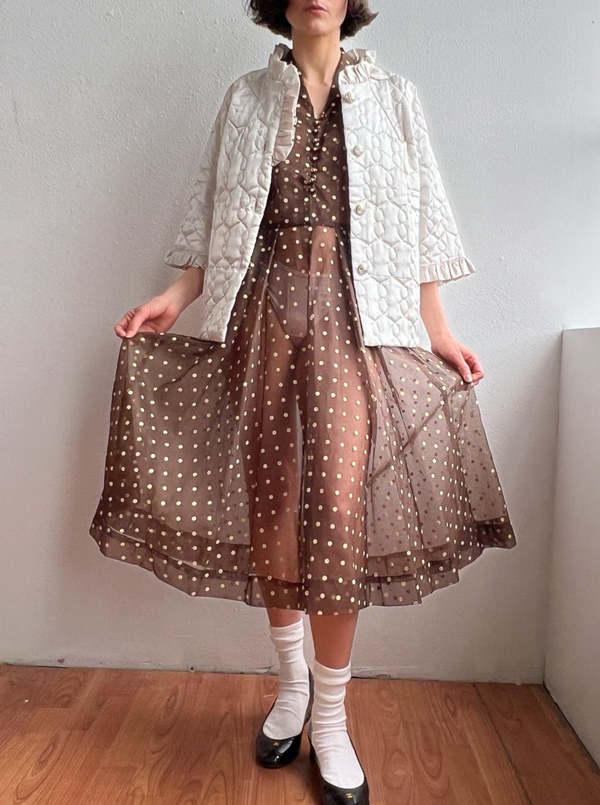 brown dress boots with jeans Cream And Brown Polka Dot Cut Out Knot Detail Midi Dress – AX Paris main image 0