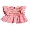 Kids Tia Cibani Sofia Smocked Blouse - Shrimp Pink - Thumbnail 1