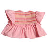 Kids Tia Cibani Sofia Smocked Blouse - Shrimp Pink - Thumbnail 2