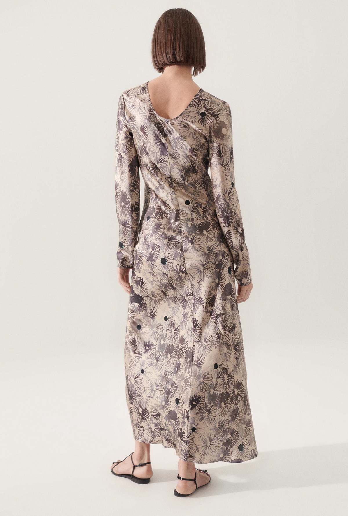 Silk Laundry Full Sleeve Bias Dress - Aster Floral - Image 2 of 4