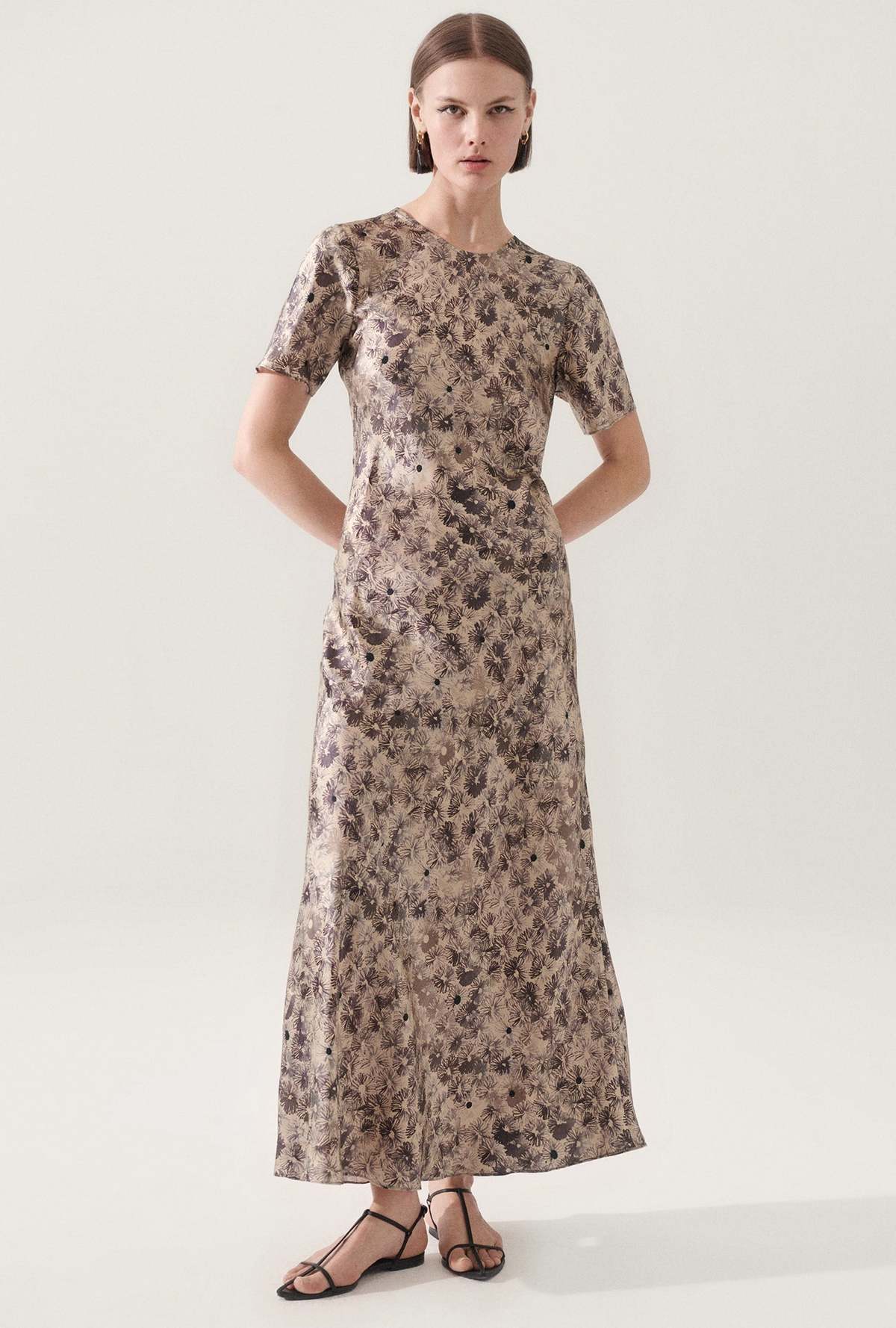 knee length dresses for ladies Cotton Lavender Floral Maxi Dress - Sleeveless Dresses main image 1