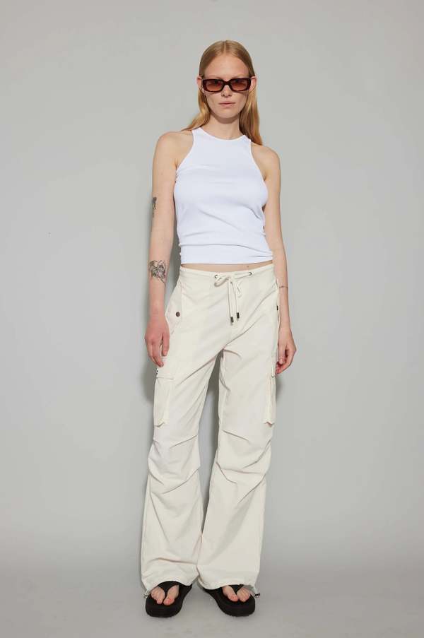 パンツ POPPY GATHER RIBBON CARGO PANTS (WHITE) POPPY GATHER RIBBON CARGO PANTS (WHITE)